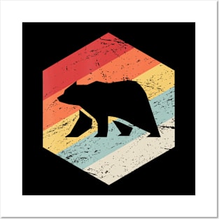 Retro Vintage Grizzly Bear & Brown Bear Posters and Art